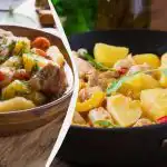 Uma vez cozinhei batatas e carne desta forma - não